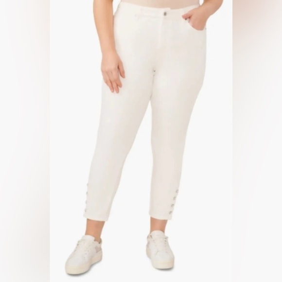 NEW Women's CeCe Ankle Jeans with Faux Pearl Classic Skinny White $119 - Picture 1 of 14